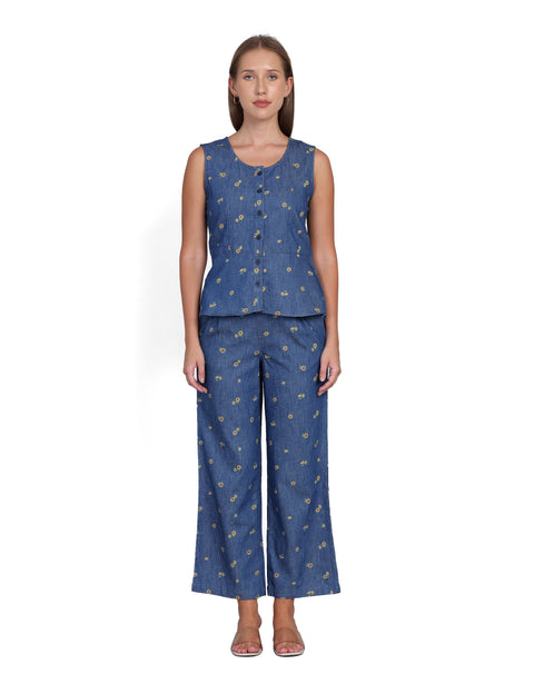 Wearhouse Women's Blue Denim Slim Fit Coord Set