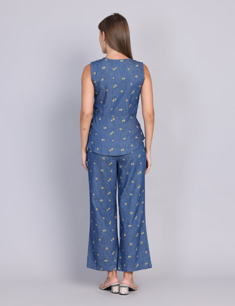 Wearhouse Women's Blue Denim Slim Fit Coord Set