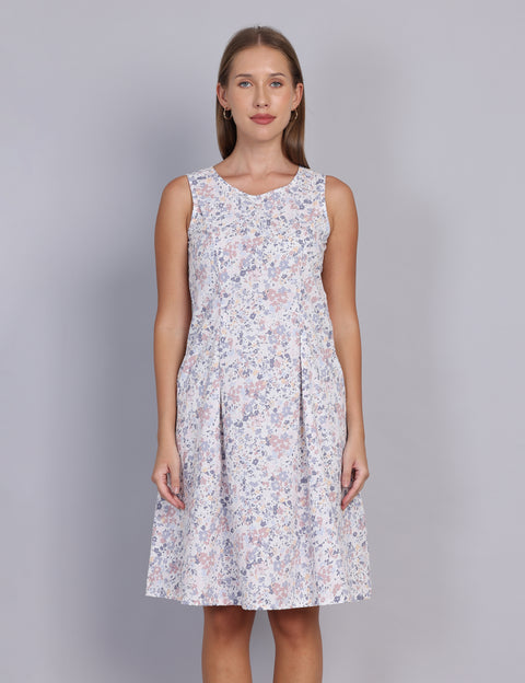 Wearhouse Women's White Woven Slim Fit Cotton Dress