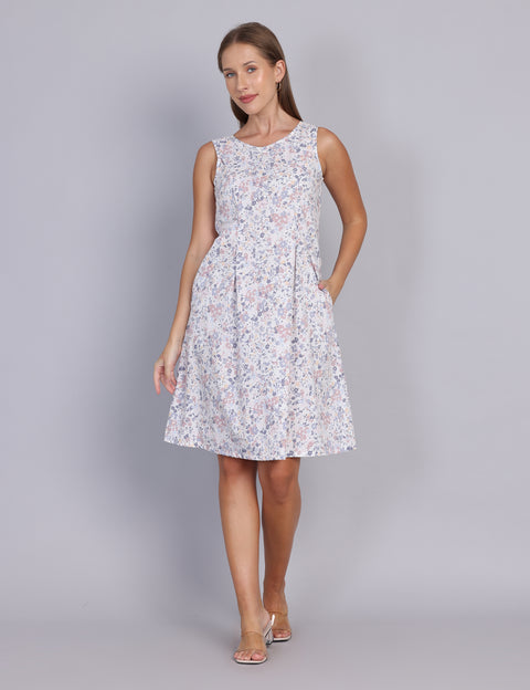 Wearhouse Women's White Woven Slim Fit Cotton Dress