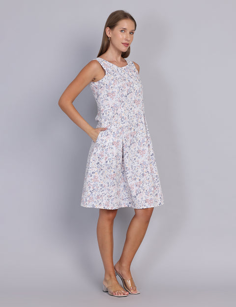 Wearhouse Women's White Woven Slim Fit Cotton Dress