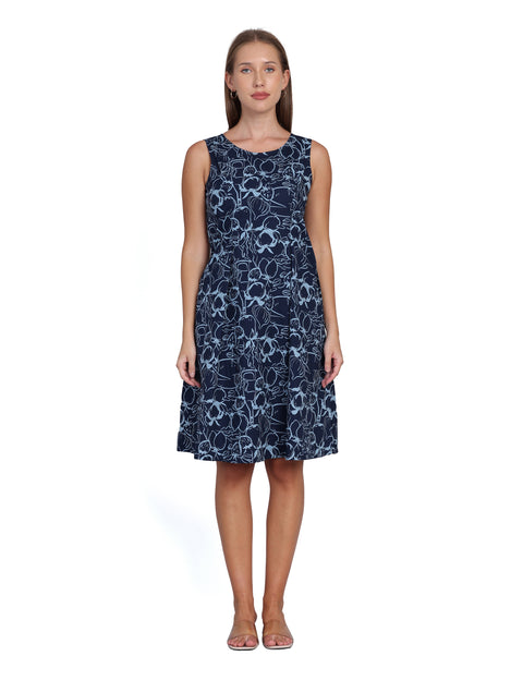 Wearhouse Women's Navy Woven Slim Fit Cotton Dress