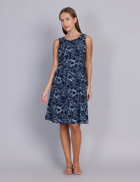 Wearhouse Women's Navy Woven Slim Fit Cotton Dress