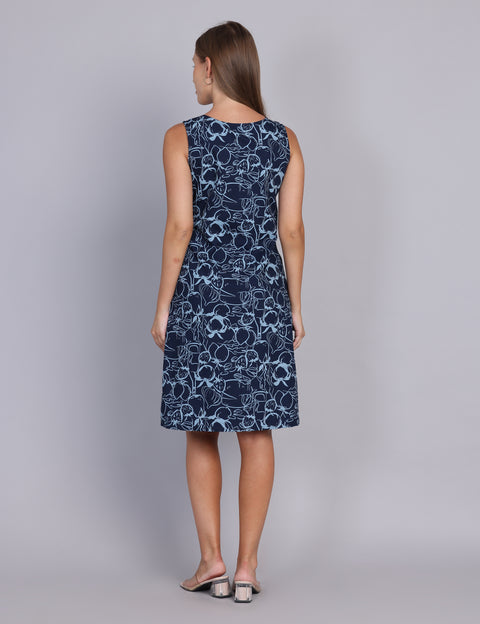 Wearhouse Women's Navy Woven Slim Fit Cotton Dress