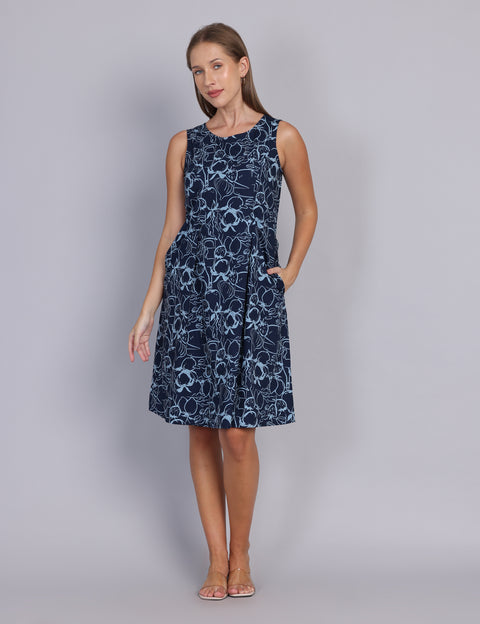 Wearhouse Women's Navy Woven Slim Fit Cotton Dress