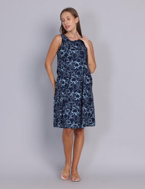 Wearhouse Women's Navy Woven Slim Fit Cotton Dress
