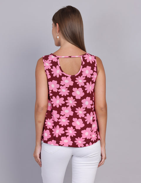 Wearhouse Women's Wine Woven Slim Fit Cotton Top