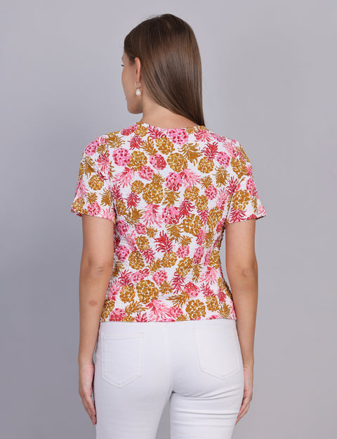Wearhouse Women's Pink Woven Slim Fit Cotton Top