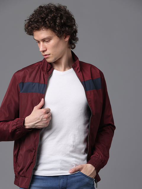 Men's Maroon Slim Fit Full Sleeve Jacket