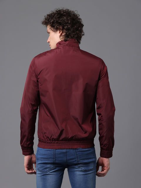 Men's Maroon Slim Fit Full Sleeve Jacket