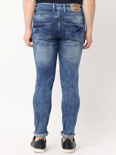 Men's Navy Blue Slim Fit Strechable Jeans