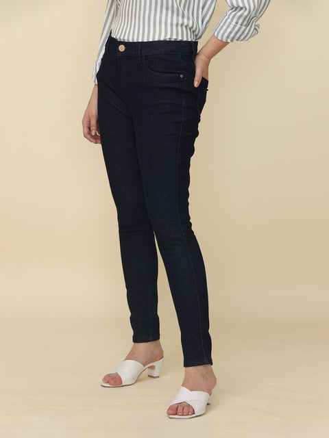 Women's Skinny Fit Mid Rise Core Jeans Trouser, Dark Indigo