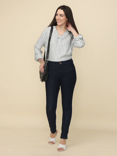 Women's Skinny Fit Mid Rise Core Jeans Trouser, Dark Indigo