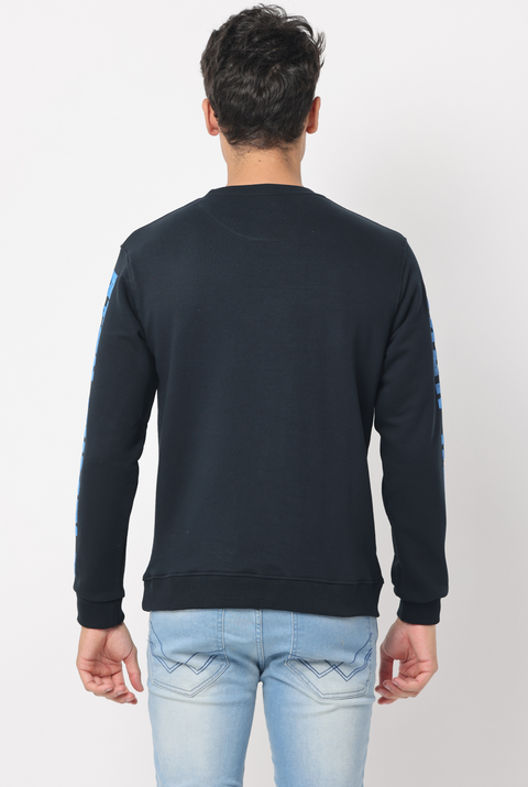 Men's Slim Fit Crew Neck Long Sleeve Sweat Shirt, Black