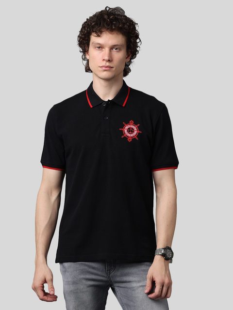 Men's Classic Black with Red Contrast Half Sleeves Polo T-Shirt