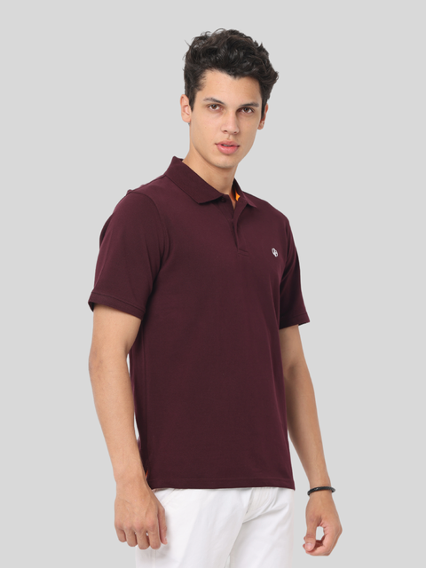Men's Burgundy Polo T-Shirt, Short Sleeve