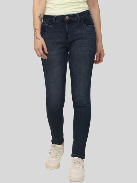 Women's Skinny Fit Mid Rise Light Faded Jeans Trouser, Blue