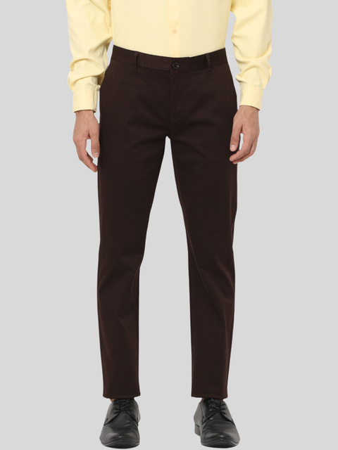 Men's Slim Fit Cotton Chino Pants, Chocolate Brown