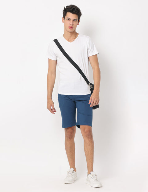 Men's Blue Slim Fit Chino Shorts