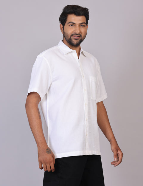 Men’s White Solid Oversized Shirt – Relaxed Fit | 100% Cotton