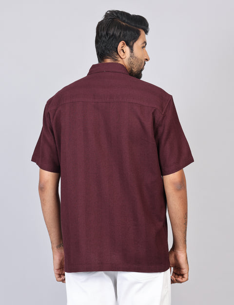 Men’s Maroon Printed Half Sleeve Shirt – Regular Fit | 100% Rayon