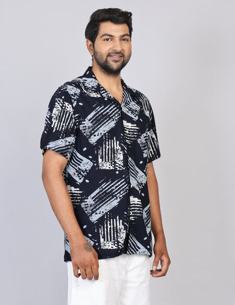 Men’s Green Printed Half Sleeve Shirt – Regular Fit | 100% Rayon