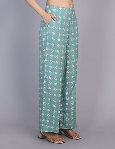 Wearhouse Women's Blue Woven Slim Fit Viscose Coord Set