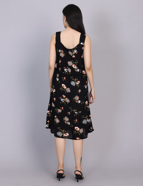 Wearhouse Women's Black Woven Slim Fit Cotton Dress