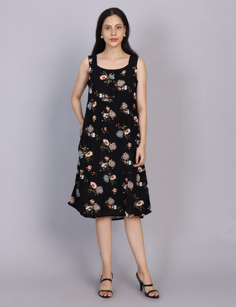 Wearhouse Women's Black Woven Slim Fit Cotton Dress