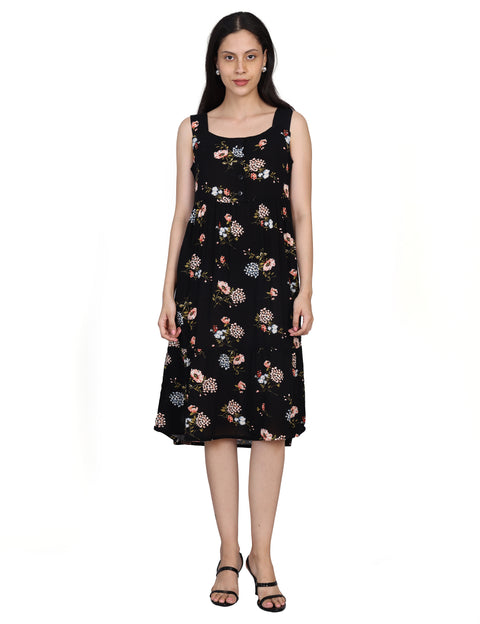 Wearhouse Women's Black Woven Slim Fit Cotton Dress