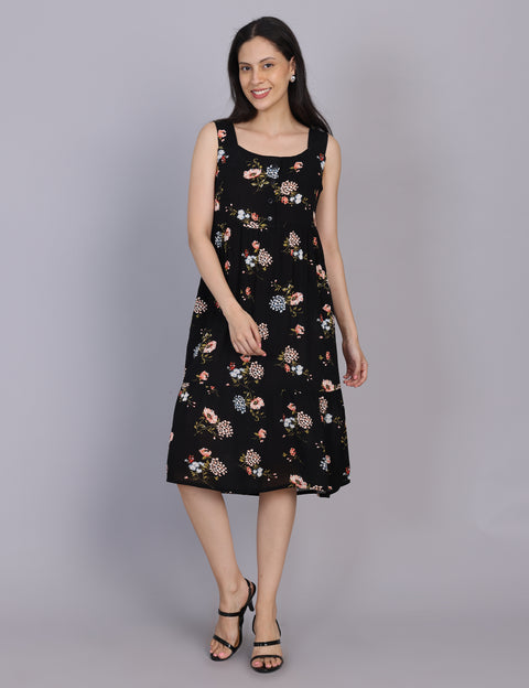 Wearhouse Women's Black Woven Slim Fit Cotton Dress