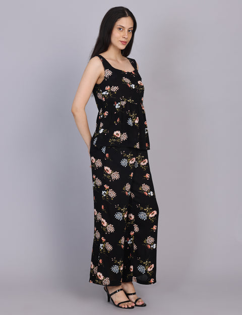 Wearhouse Women's Black Woven Slim Fit Viscose Coord Set
