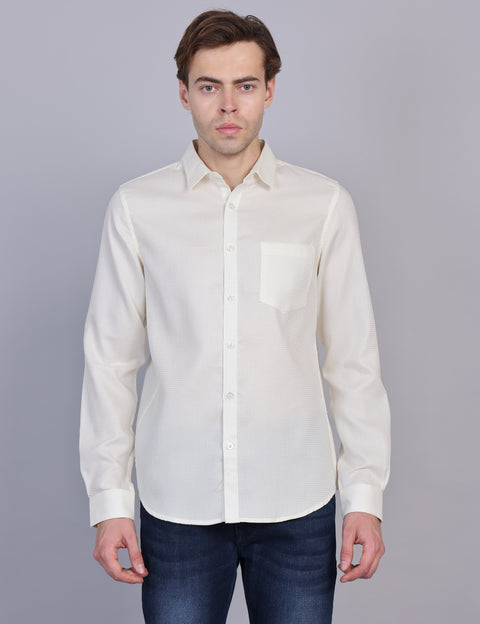 Wearhouse Men's Lemon Solid Full Sleeve Regular Fit Cotton Shirt