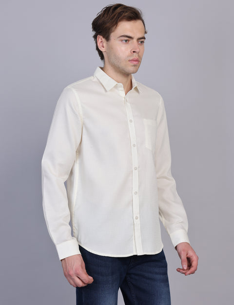 Wearhouse Men's Lemon Solid Full Sleeve Regular Fit Cotton Shirt