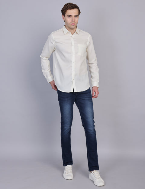 Wearhouse Men's Lemon Solid Full Sleeve Regular Fit Cotton Shirt