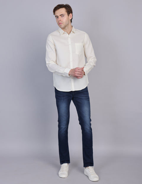 Wearhouse Men's Lemon Solid Full Sleeve Regular Fit Cotton Shirt