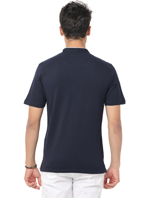 Men's Navy Short Sleeve Henley Neck T-Shirt