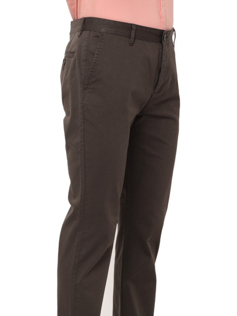 Men's Slim Fit Cotton Chino Pants, Charcoal Brown