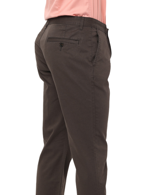 Men's Slim Fit Cotton Chino Pants, Charcoal Brown