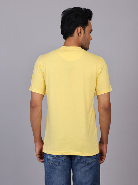 Men’s Yellow Round Neck Cotton T-Shirt