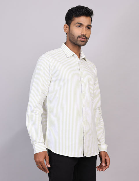 Green Stripe Full Sleeve Shirt – Regular Fit