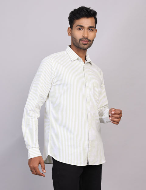 Green Stripe Full Sleeve Shirt – Regular Fit