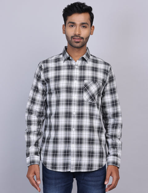Grey Checks Full Sleeve Shirt – Regular Fit