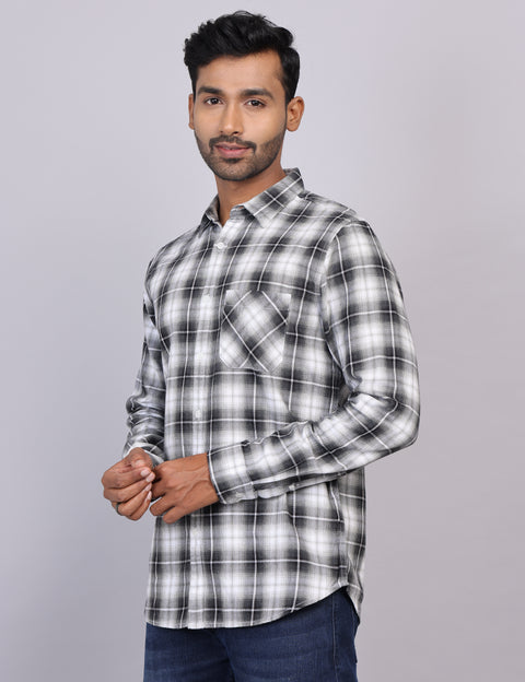 Grey Checks Full Sleeve Shirt – Regular Fit