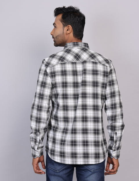 Grey Checks Full Sleeve Shirt – Regular Fit
