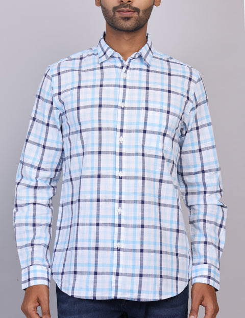 Blue & White Checks Full Sleeve Shirt – Regular Fit