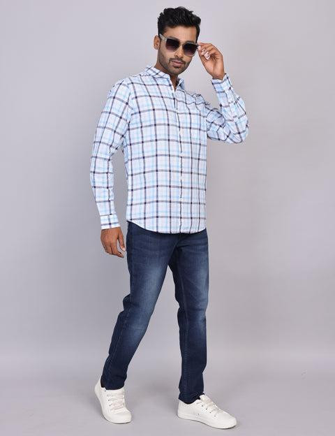 Blue & White Checks Full Sleeve Shirt – Regular Fit