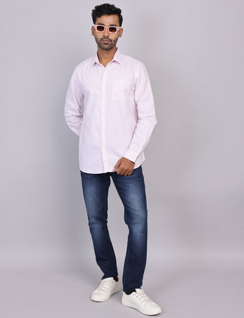 Pink Stripe Full Sleeve Shirt – Regular Fit