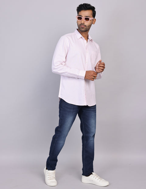 Pink Stripe Full Sleeve Shirt – Regular Fit