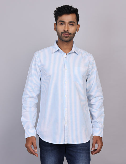 Blue Stripe Full Sleeve Shirt – Regular Fit